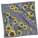 Scarf "Sunflowers". Silver, 90х90 cm - image-1