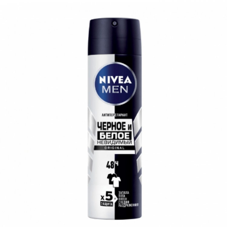 Дезодорант Nivea Men Невидимий для чорного і білого 150мл - image-0