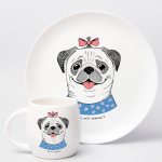 Set of dishes and cups "Pug" - image-1