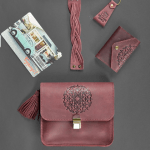 Set of leather accessories for women "Bordeaux" Crazy horse - image-0