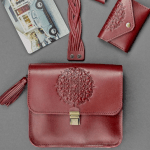 Set of leather accessories for women "Bordeaux" Crust - image-0