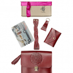 Set of leather accessories for women "Bordeaux" Crust - image-1