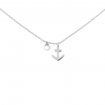 Silver pendant "Anchor with pearl" - image-1