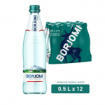 Вода Borjomi мінеральна газована скляна пляшка, 0,5лх12 - image-0