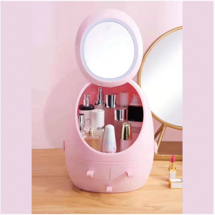 Beauty box настільний "Bella" з LED-дзеркалом 4 секції (Рожевий) - image-0