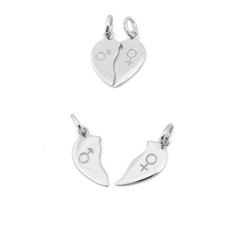 Підвіска срібна Серце на розлом Youko із срібним ланцюжком і шнурком - image-1