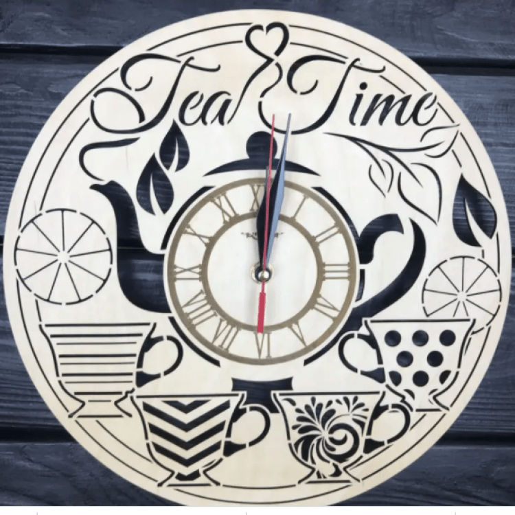 Дерев`яний настінний годинник в інтер`єр «Час чаю» - image-0