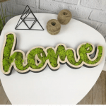 Дерев'яний інтер'єрний напис c декоративним мохом «Home» - image-0