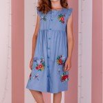 Embroidered children's dress "MOTHER'S SUN" (JEANS) - image-0