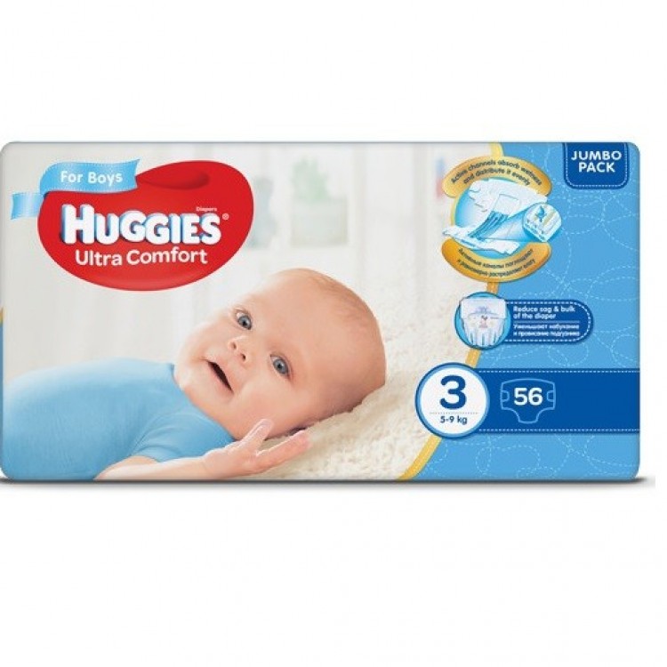 Підгузки Huggies Ultra Comfort Jumbo р.3 (5-9 кг) для хлопчиків 56 шт - image-0