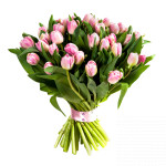 Bouquet of 29 tulips of pink - image-0