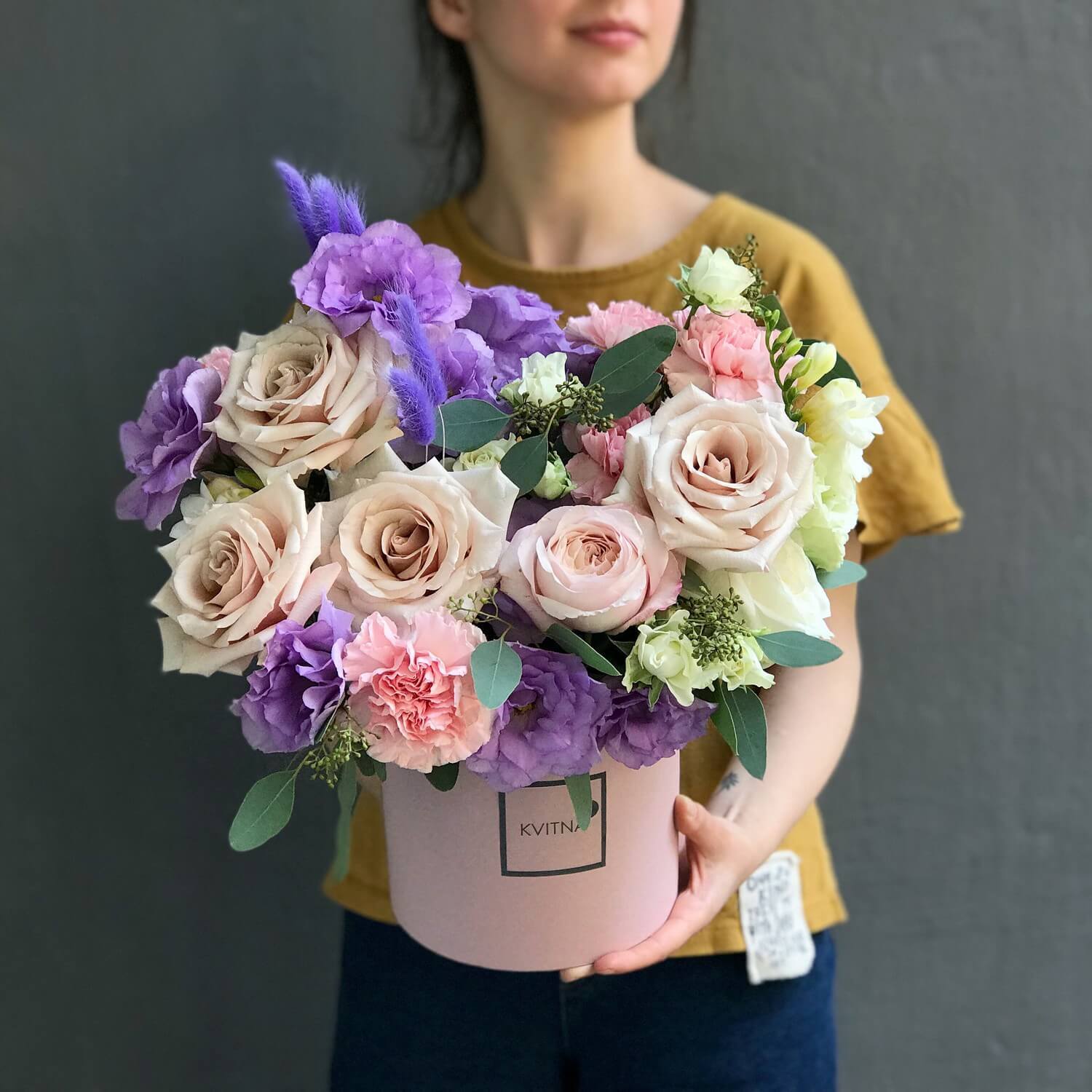 bouquet of flowers in a box